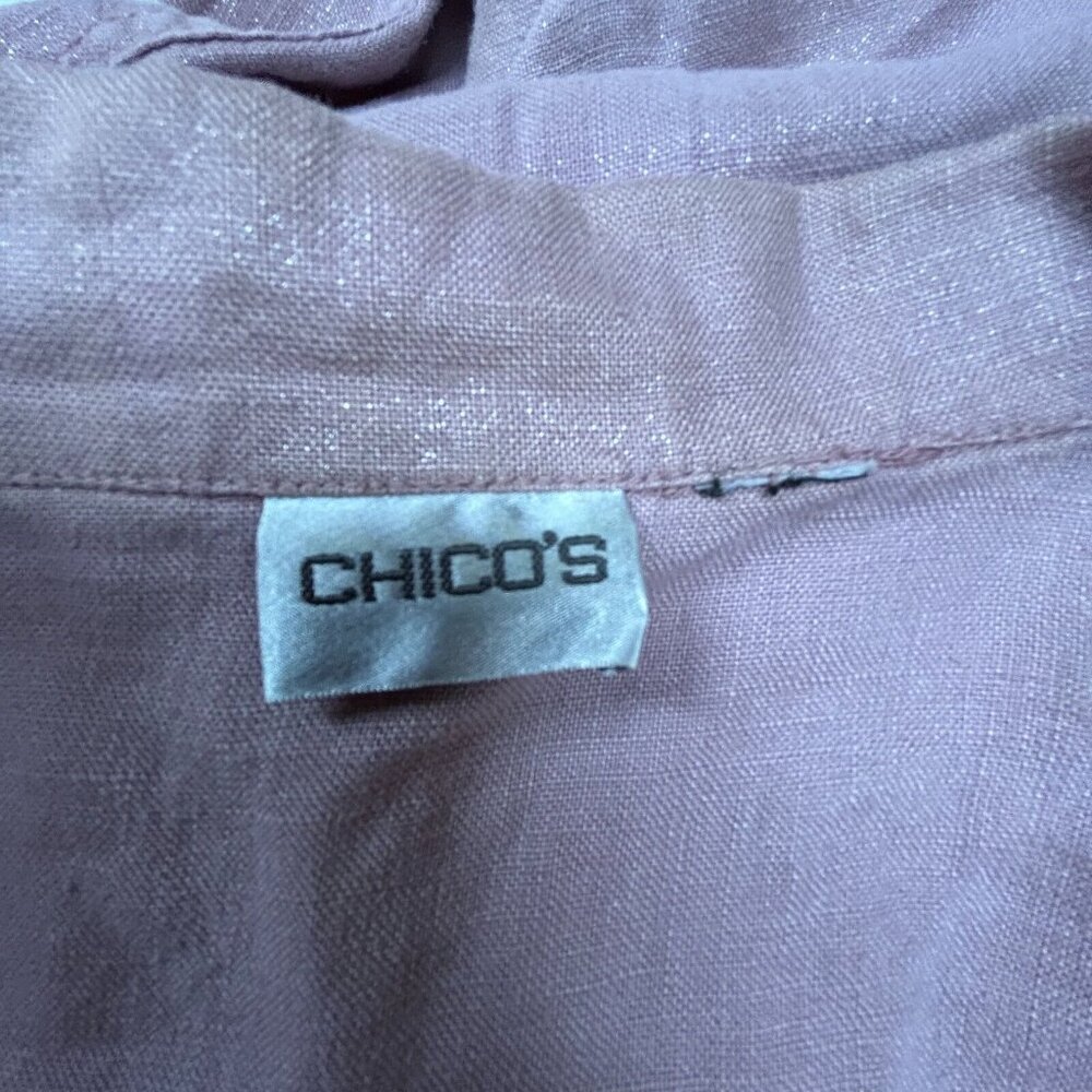Chico's Womens Button Front Basic Shirt Jacket La… - image 3